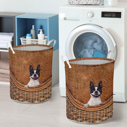 Boston Terrier, laundry, basket, gift, gifts