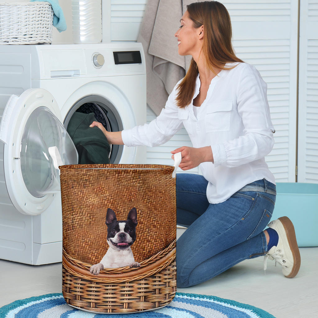 Boston Terrier, laundry, basket, gift, gifts