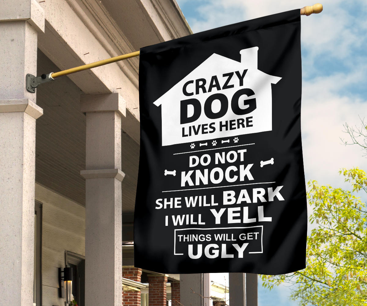 Single Female Dog - Black Yard Flag