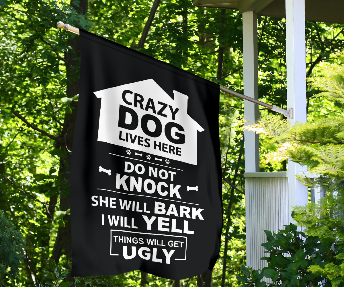 Single Female Dog - Black Yard Flag