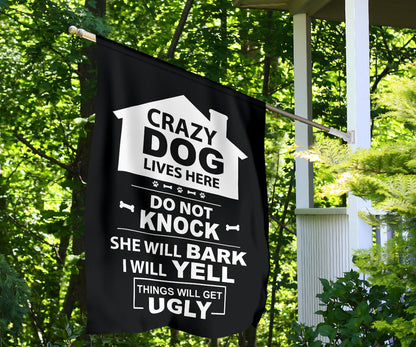 Single Female Dog - Black Yard Flag