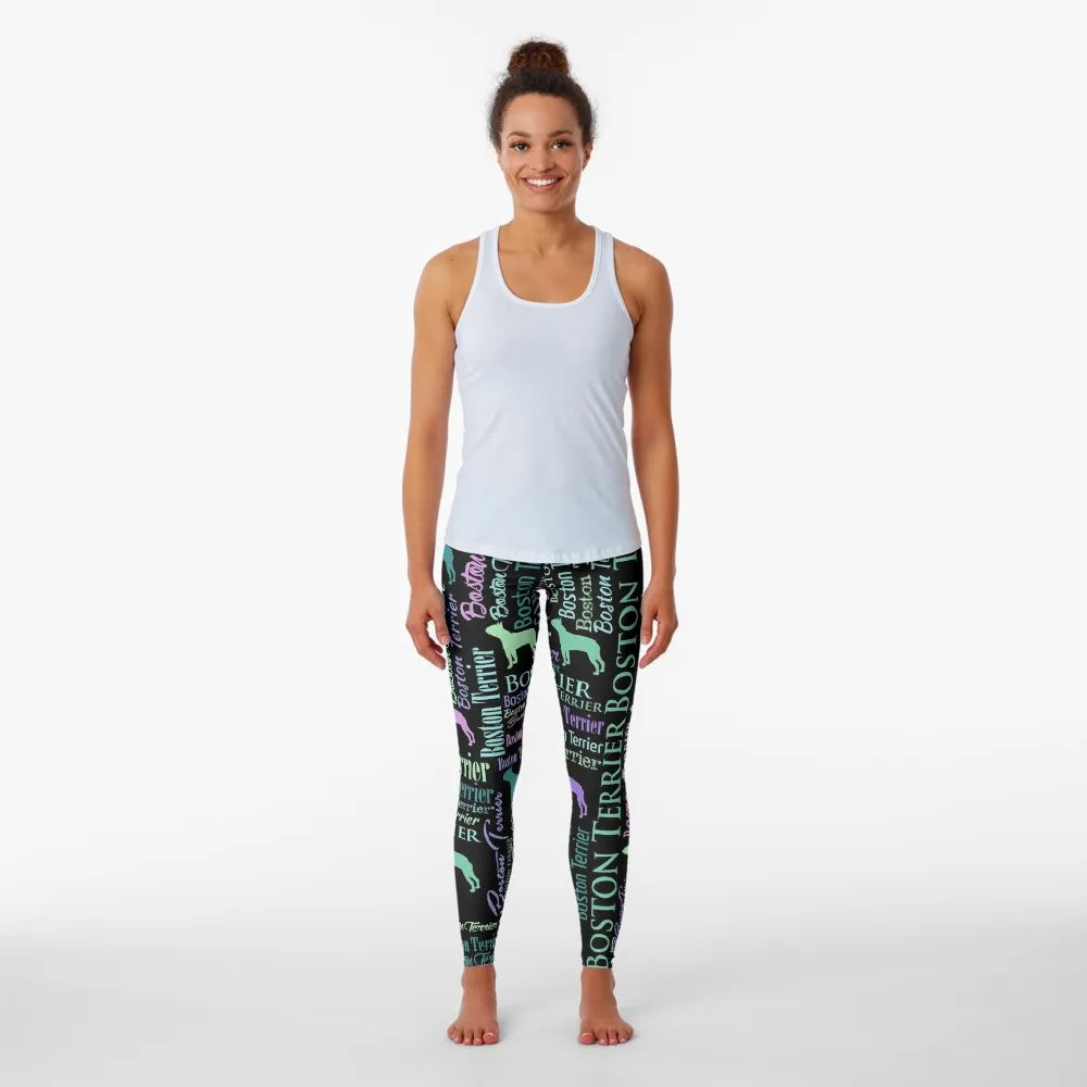 boston terrier, leggings, yoga, pants, gift, gifts