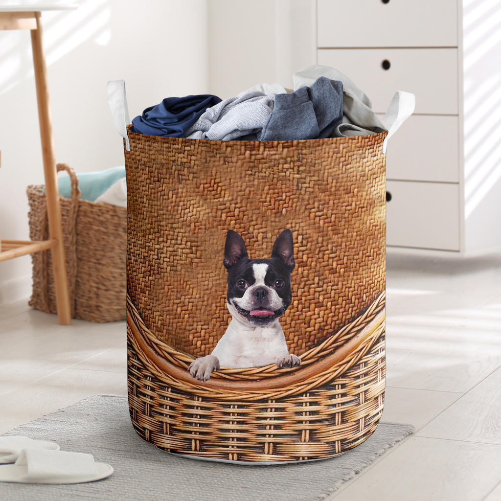 Boston Terrier, laundry, basket, gift, gifts